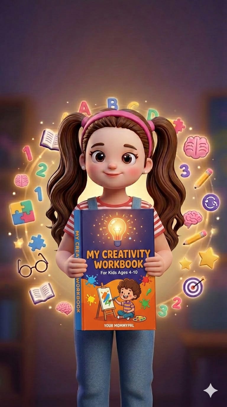 girl holding creativity workbook